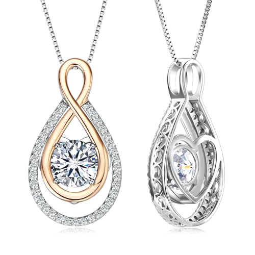 Infinity Moissanite Necklaces for Women, 925 Sterling Silver Pendant 1-3 Carat D Color VVS1 Clarity Fine Jewelry Anniversary Birthday Christmas Gifts for Wife Mom Her