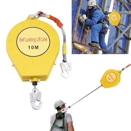 Retracting Lifeline - 32 Ft Retractable Lanyard Safety Gear - Sturdy Construction Roofing Gear, Automatic Retractable Safety Harness for Electrical Work, Climbing