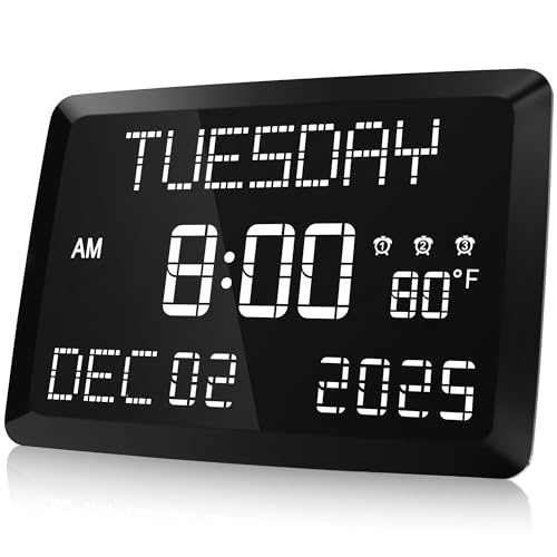 Raynic Digital Clock, 11.5" Large Display Calendar Clock with Day