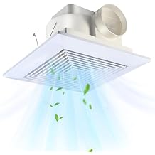 FEITON 110 CFM Bathroom Fan Exhaust Fan Ceiling Mount, 30W, 110V, 1.0 Sones, Square Quiet Ventilation, 4-in Duct, 8.8" x 8.8" Mounting Hole