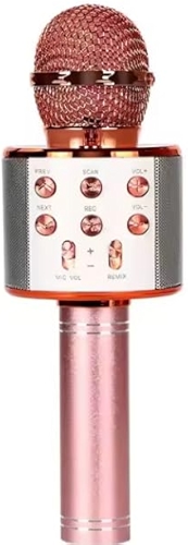 Microfone Bluetooth Infantil – Portátil, Recarregável e com Alto-Falante Embutido | Brinquedo Musical para Cantar, Gravar e se Divertir (Rosê)