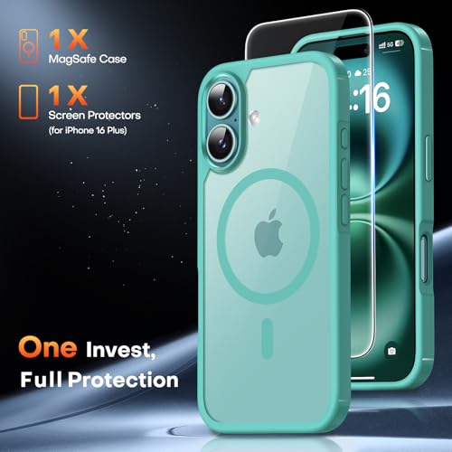 Image of TAURI for iPhone 16 Plus Case, Compatible with MagSafe, Green