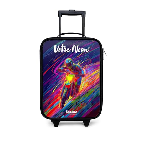NoBoringSuitcases.com® Valise Enfant Personnalisé avec Un Nom 48x31x19 cm Ultra Légère Bagages À roulettes LED pour Enfants Valisette A Roulette Ado -...