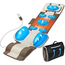 Full Body Massage Mat, 3D Body Stretching & Lumbar Traction, Back Heating, Traction Up & Down, Curve Stretch, Twist Left & Right, 4 Modes 3 Intensities 3 Heat Levels, PU Leather, Foldable, Fit 51-60