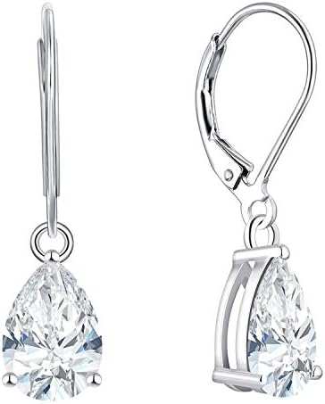 YL Drop Earrings 925 Sterling Silver cut 12 Birthstone Pear Shape Cubic Zirconia Dangle Earrings for Women