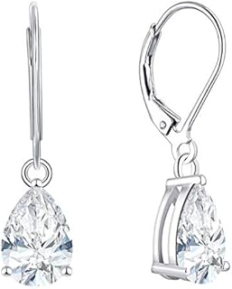 YL Drop Earrings 925 Sterling Silver cut 12 Birthstone Pear Shape Cubic Zirconia Dangle Earrings for Women