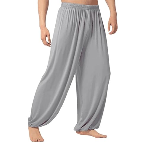 Pantalon sarouel de yoga homme ample et léger en coton doux unicolore