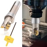 Duraaamo R8 Shank Indexable End Mill 1'' Diameter by 5-27/32'' Oal 90 Degree High Speed Milling Cutter with 2 Aptk1604 Carbide Inserts Industrial Tools