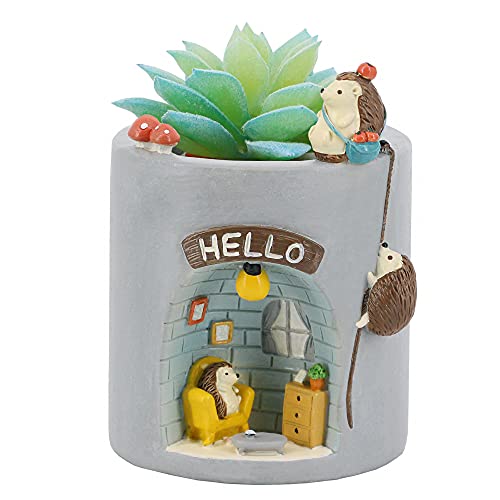 Segreto Creative Resin Hedgehog Plants Flower Pot Planter