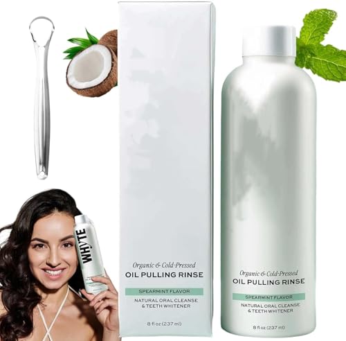 Enjuague bucal con aceite de menta verde, limpieza bucal natural y aliento fresco, elimina manchas amarillas y blanquea los dientes
