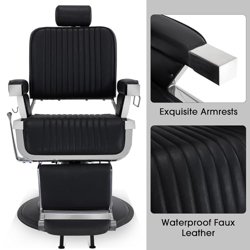 BarberPub Heavy Duty Barber Chair, All Purpose Hydraulic Reclining Salon Chair for Hairstylist, Barbershop, 2008