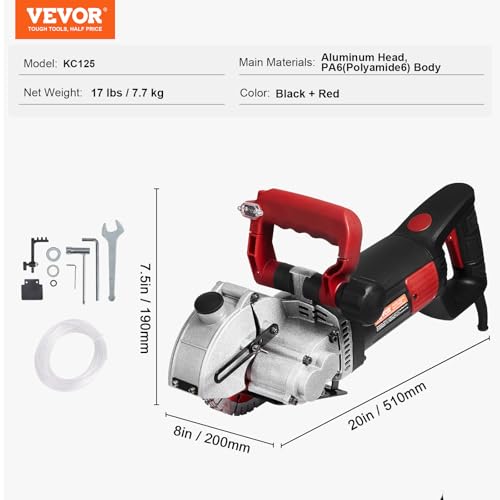 Image of VEVOR Wall Chaser Concrete Cutter 4800W (with 5 X 5 inch Saw Blades Dustproof and Line Infrared Sighting) for Marble Concrete Granite and Bricks Walls