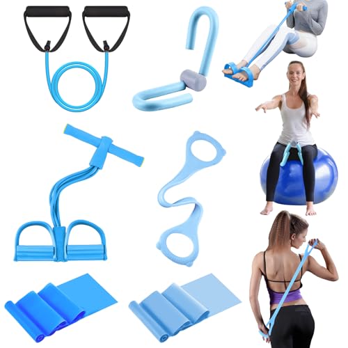 Women Fitness Exercise Equipment Trainer Set Pedal Resistance Band,Blue