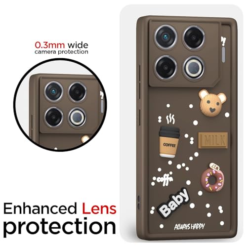 Image of Bintage Ball Bear| Donut| Milk Cake| Baby| Coffee Rubber Case Camera Protection Back Cover Compatible for Infinix GT 20 Pro 5G - Brown