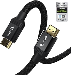FIBBR 8K HDMI Cable 3M, Certified 48Gbps Ultra High Speed Braided HDMI 2.1 Cable 8K@60hz 4K@120hz/144Hz Dynamic HDR eARC Dolby Atmos HDCP 2.2&2.3 Compatible with HD TV PC Monitor and More