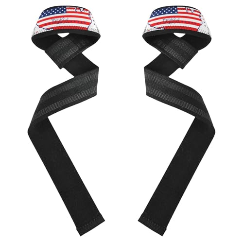 STAYTOP American Flag Style Map Wrist Straps for Weightlifting,Lifting Straps with Neoprene Cushioned Wrist Padded and Anti-Skid Silicone for Strength Training,Bodybuilding,Deadlifting