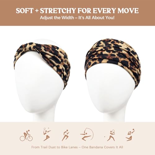 Image of Wide Headbands for Women Knotted No Slip Head Bands Soft Turban Headband Hair Accessories Boho African Solid Color Head Wraps for Women Yoga Workout Pack of 6