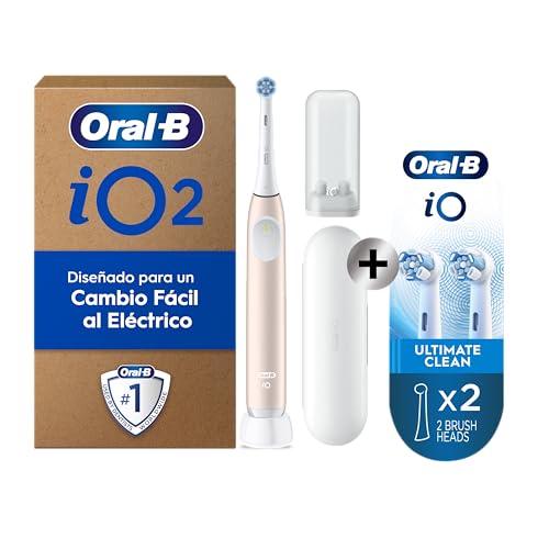Oral-B iO 2 Cepillo de Dientes Eléctrico Rosa Suave Con Estuche De Viaje y Soporte De Recambios De Viaje + 3 Cabezales De Recambio Blancos Oral-B iO