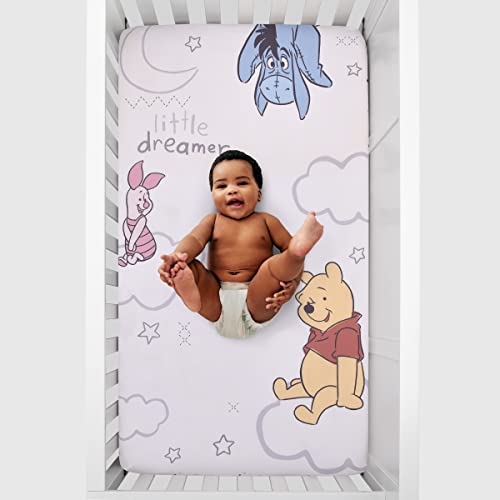 Image of Disney Winnie The Pooh Blustery Day Tan, Red and White Little Dreamer Nursery Photo Op Fitted Crib Sheet