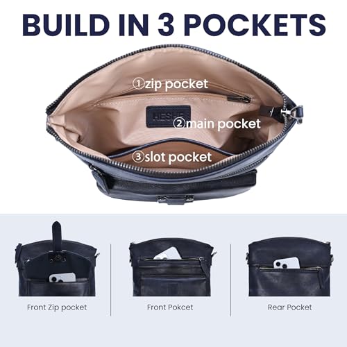 Image of HESHE Leather Crossbody Bags for Women Shoulder Handbags Satchel Purse | Spacious Medium Crossover Shoulder Purse with Adjustable Sling Straps Lightweight Hobo Bags for Work,Travel and Daily Use