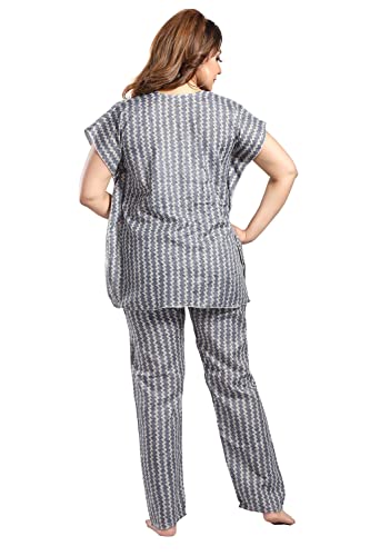 Image of Fabme Women's Cotton Printed Kaftan and Pyjama Set