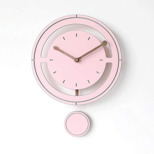 YGH Reloj de Pared Moderno, con Pilas AA No Tictac Reloj de Péndulo Decorativo de Pared Oficina Cocina Dormitorio Sala de Estar Aula 12/14 Pulgadas (Color : Pink, Size : B)