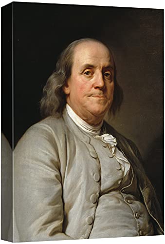 wall26 Canvas Print Wall Art Portrait of Benjamin Franklin People Pop Culture Historical Realism Famous Closeup Colorful Multicolor Classical for Living Room, Bedroom, Office - 12"x18"