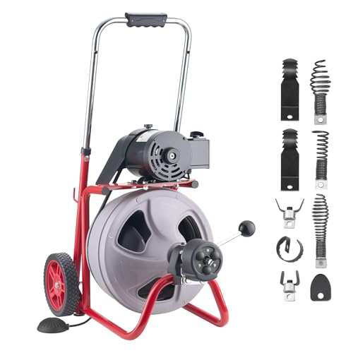 Furet déboucheur électrique VEVOR 30m pour canalisations de 50 à 100 mm