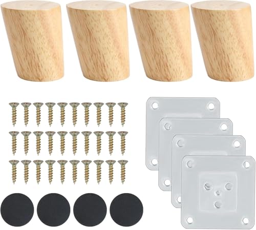 Qodiacl 4 Pezzi Piedini per Mobili in Legno 6cm Inclinato Gambe per Tavolo Gambe di Ricambio in Legno, Piedini per Letto, Piedini per Divano