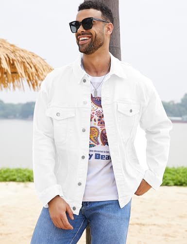 Bindefon Denim Jackets for Men Trucker Jean Jacket Unlined Coats Spring Fall Outfits3