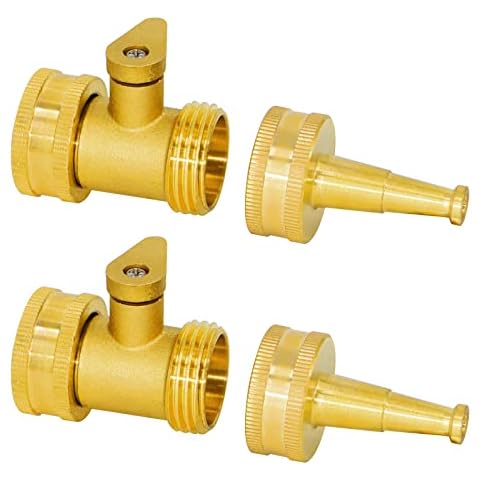 LuckyHigh 4 Pack Heavy Duty Brass Shutoff Valve with High Pressure Jet Sweeper Jet Nozzle for Water Hose Cover