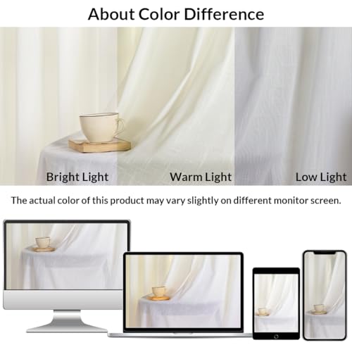Image of HOMEMONDE Cotton Sheer Curtains 10 Feet Long Single Piece - Rod Pocket Long Door Curtain Light Filtering Transparent Solid Sheer Drapes - (120 Inches, White)