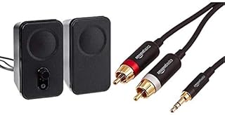 Amazon Basics Computer Speakers for Desktop or Laptop | AC-Powered & 3.5mm to 2-Male RCA Adapter Cable - 2.4m / 8 Feet