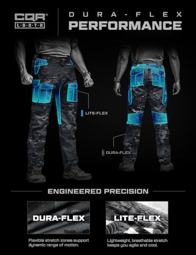 Image of CQR Men's Flex Ripstop Tactical Pants, Water Resistant Stretch Cargo Pants, Lightweight EDC Hiking Work Pants