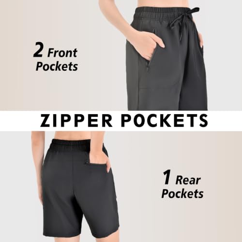 Ipletix Hiking Shorts for Women, Quick Dry 8" Blcak L Black - image 5