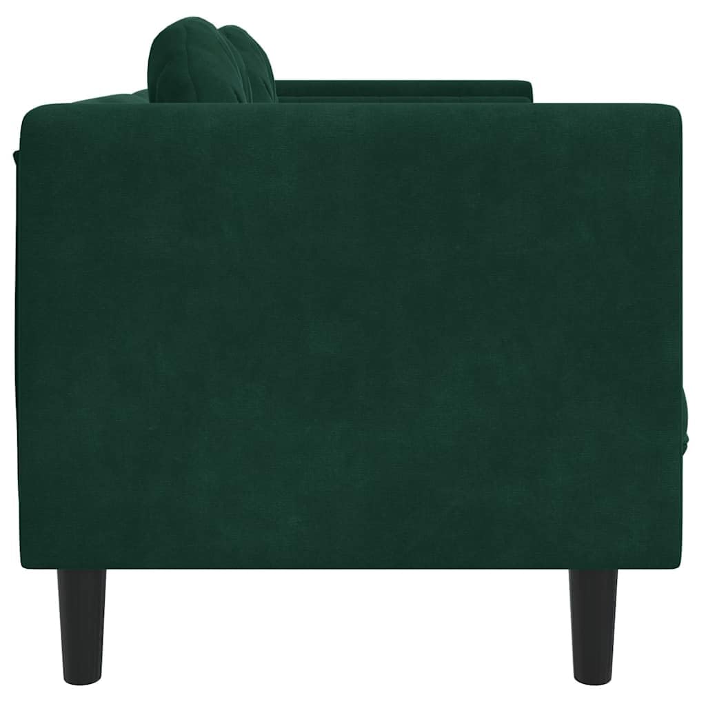 Divano con cuscino, 3 posti in velluto verde scuro, larghezza 193,5 cm, comodo divano soggiorno, elegante mobili imbottiti per la casa