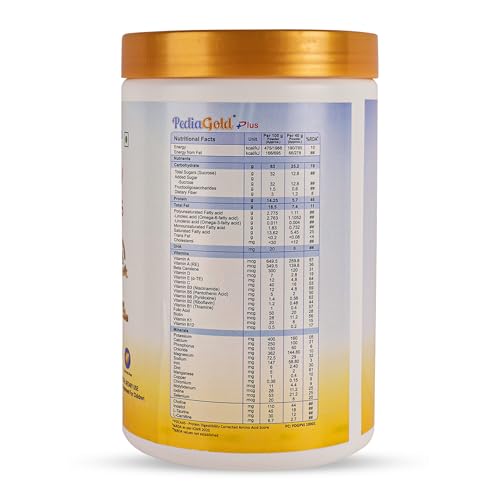Image of PediaGold Plus Peptide Diet for 2-14 Years Children | Vanilla-1Kg | No Refined Sugar | 38 Vital Nutrients | East to Digest Protein | Eye-Immunity-Height-Brain Health | Nutritional Supplement for Kids