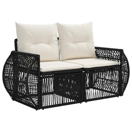 Canapé de jardin résistant aux intempéries vidaXL, ensemble lounge 6 pcs en rotin poly