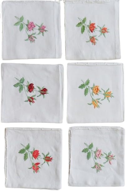 Shree adodhya women hankerchief with unique flower embroidery, white colour and cotton handkerchief. set of 6.-image-21