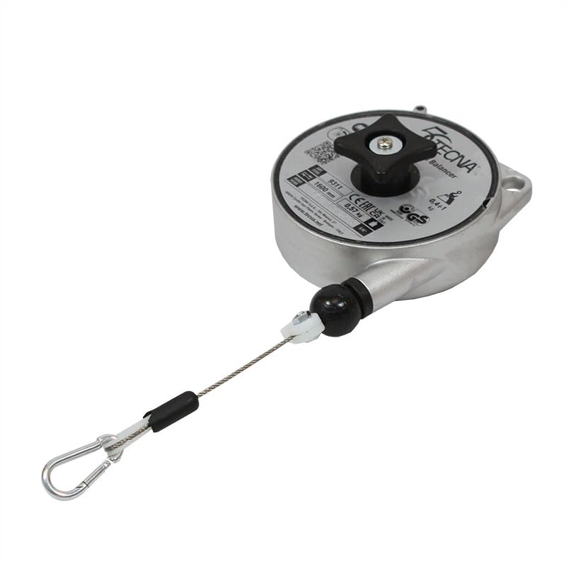 TECNA 9311 Federzug-Balancer – Tragkraft 0,4–1 kg, Seillänge 1600 mm – Aluminiumgehäuse & Edelstahlseil – Werkzeugaufhängung für Werkstatt & Industrie – ergonomisch & langlebig