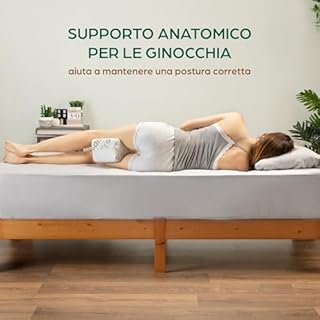 Cuscino per Gambe e Ginocchia per Dormire sul Fianco Riposa Di Lato Gambe e Schiena in Memory Foam e Bambù Supporto Ortopedico e Anatomico Lombare per Problemi Posturali Sfoderabile e Lavabile