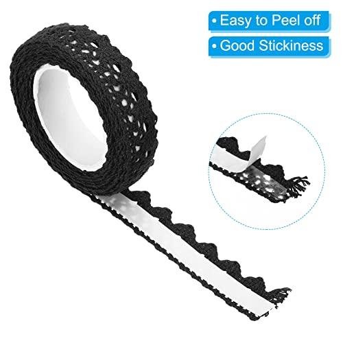 Cinta de encaje autoadhesiva para decoración de pared negra y pegatinas de algodón PATIKIL 2 rollos 4