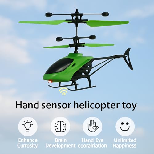 Image of Remote Control Helicopter Toy for Kids - Strong Flying, Rechargeable, LED Lights, Indoor & Outdoor RC Helicopter with Hand Sensor Control