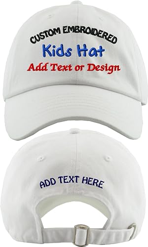 Custom Embroidered Hat for Men, Women and Kids - Front and Back. Text and Design. Fitted Cap, Beanie, Vintage Style.