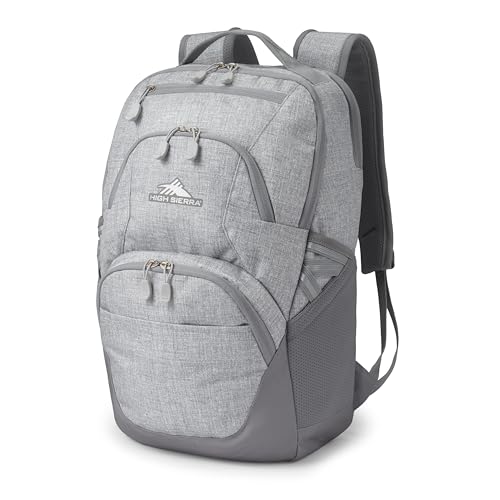 Image of High Sierra Swoop SG Backpack, Travel or Work Laptop Bookbag with Drop Protection Pocket, and Tablet Sleeve, One Size, Silver Heather