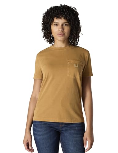 Carhartt Women's Relaxed Fit Lightweight Short Sleeve Garment Dye Pocket T-Shirt, Carhartt Brown, 3X - image 1