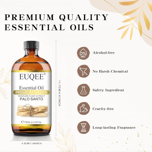 EUQEE-Palo-Santo-Essential-Oil-118mL-Pure-Palo-Santo-Oil-Premium-Essential-Oil-with-Glass-Dropper-for-Diffuser-Soap-Candle-Making-4Fl-Oz EUQEE Palo Santo Essential Oil 118mL Pure Palo Santo Oil Premium Essential Oil with Glass Dropper for Diffuser Soap Candle Making 4Fl Oz