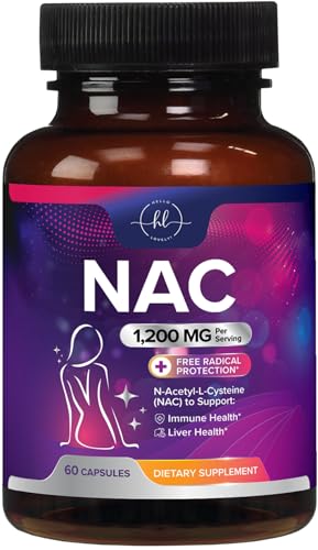 NAC Supplement - 1200mg per Serving N-Acetyl-L-Cysteine – Optimal Absorption Immune Support with Powerful Antioxidants - Respiratory & Liver Health Support - Gluten Free, Bottled in USA - 60 Capsules