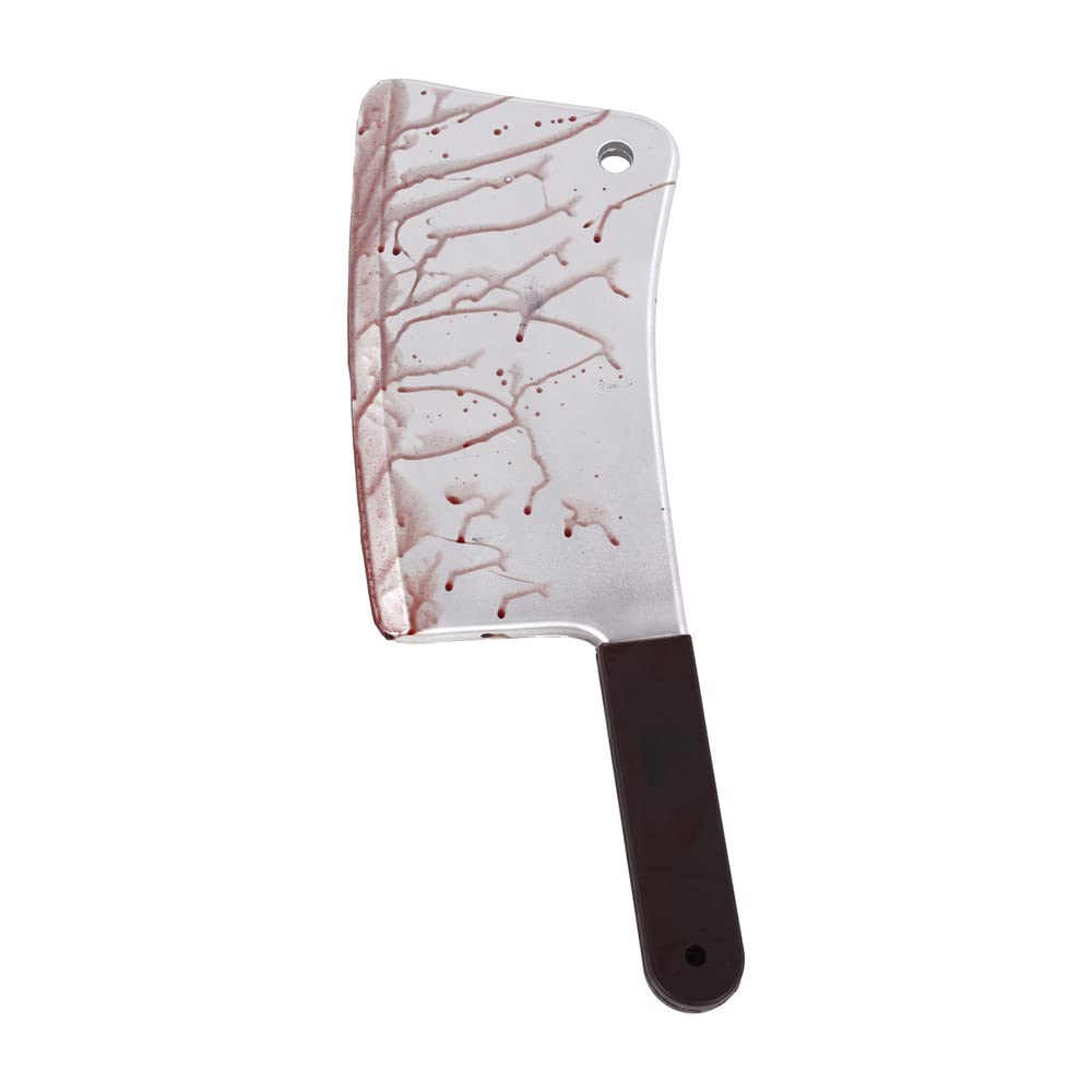 Stylex Realistic Foam Weapons Halloween Cosplay Fancy Dress Props Accessories (Bloody Butcher Knife), Silver, Brown, Grey (Grau Grau), Real Red (t_546) — image 1