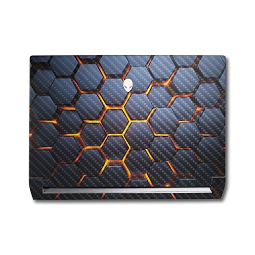 Image of MightySkins Carbon Fiber Skin Compatible with Alienware M17 R5 (2022) Full Wrap Kit - Lava Hex | Protective, Durable Textured Carbon Fiber Finish | Easy to Apply & Change Styles | Made in The USA